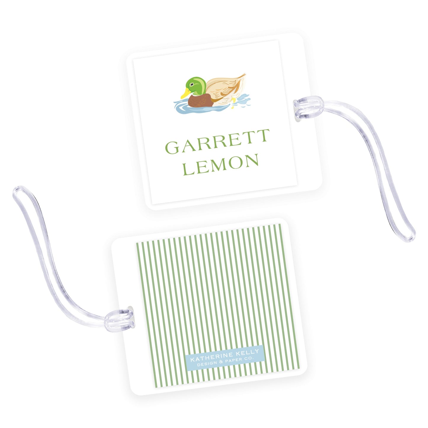 mallard scene square laminated bag tag