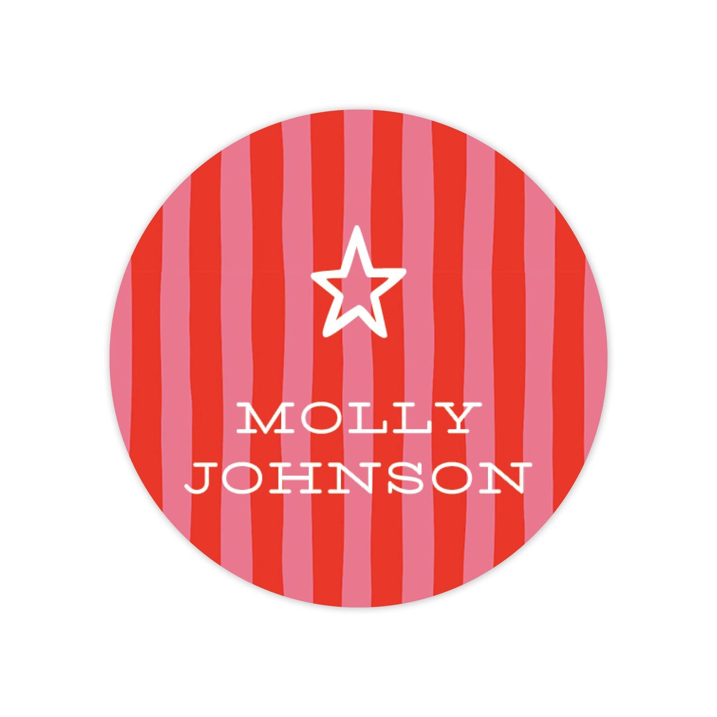 poppy stripes round vinyl school labels