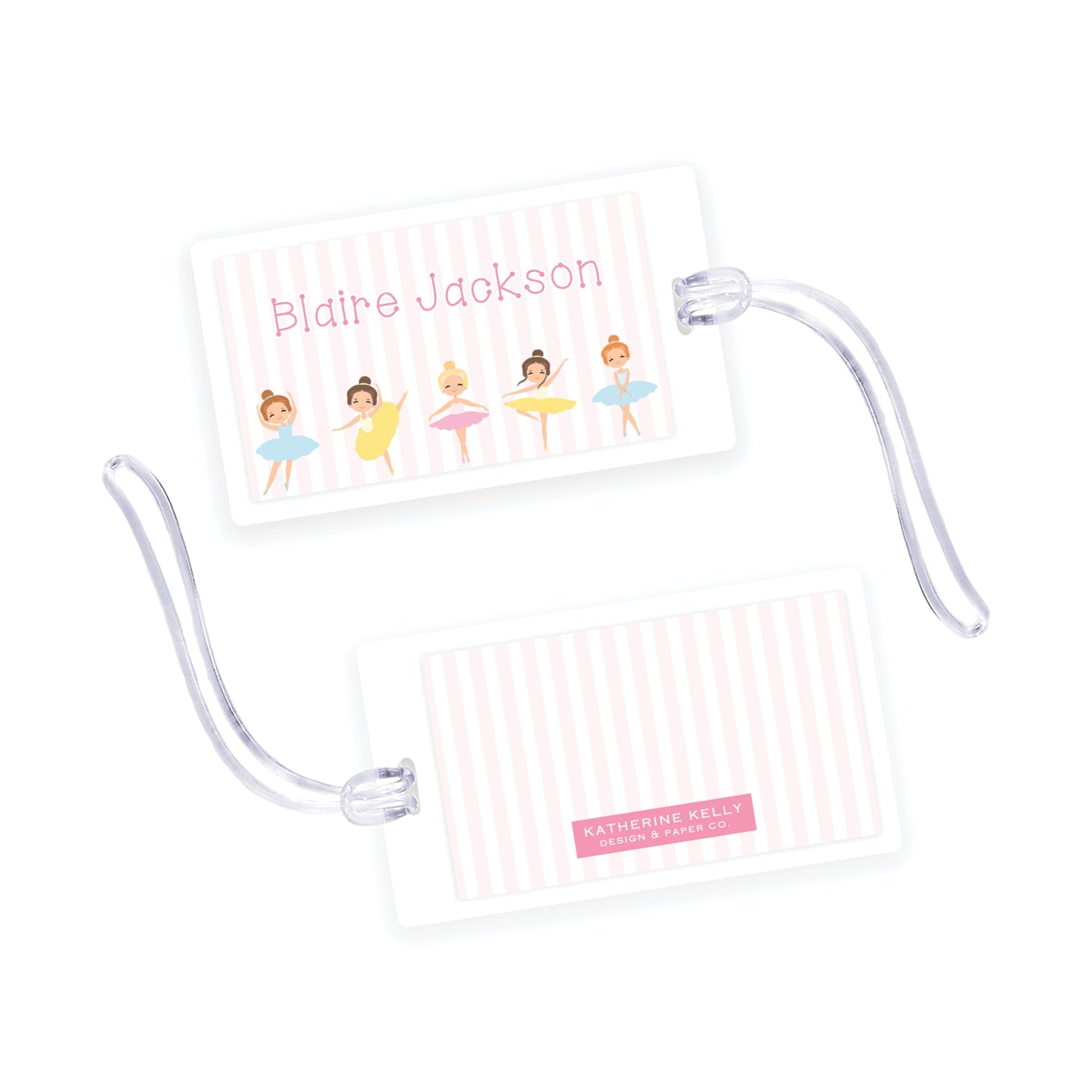 ballerinas laminated bag tag