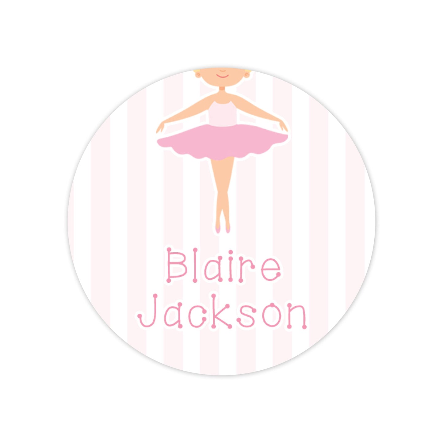 striped ballerina tutu round vinyl school labels