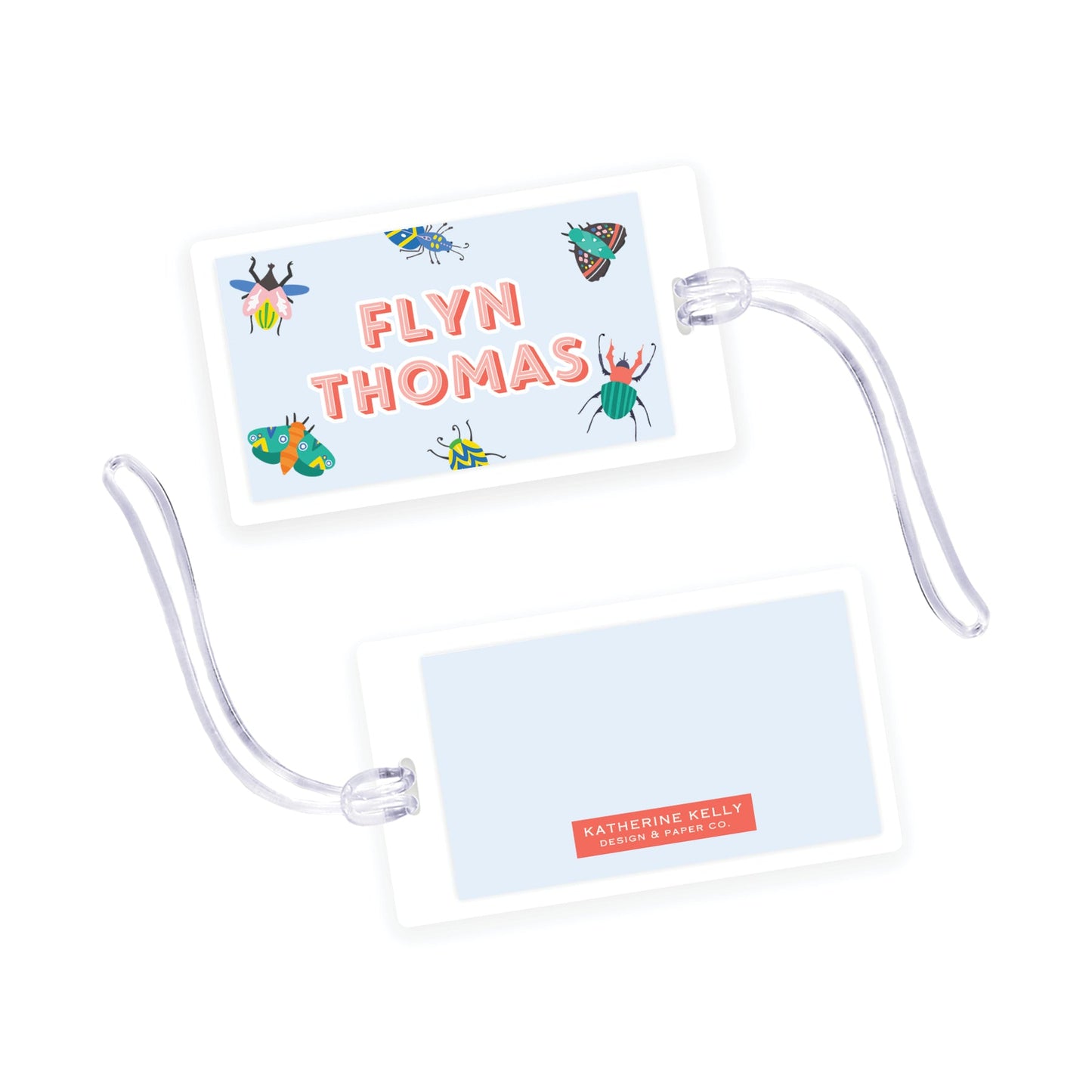 bugs & beetles laminated bag tag