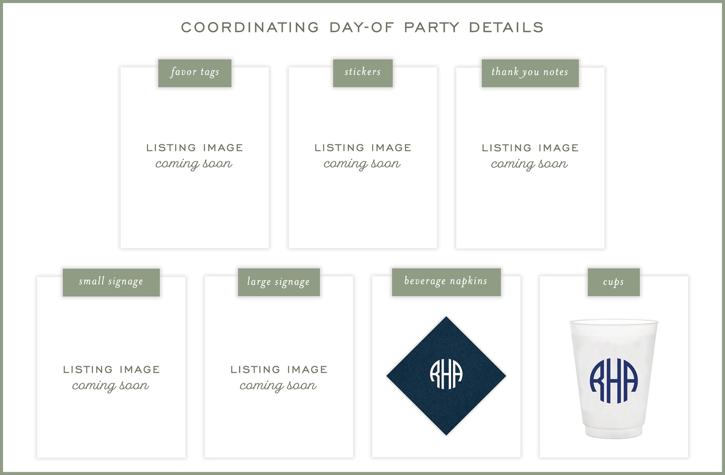 navy round monogram invitation