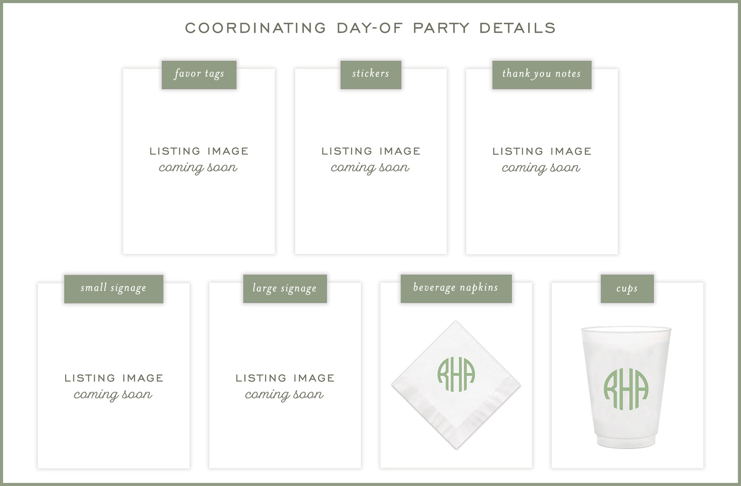 sage round monogram invitation