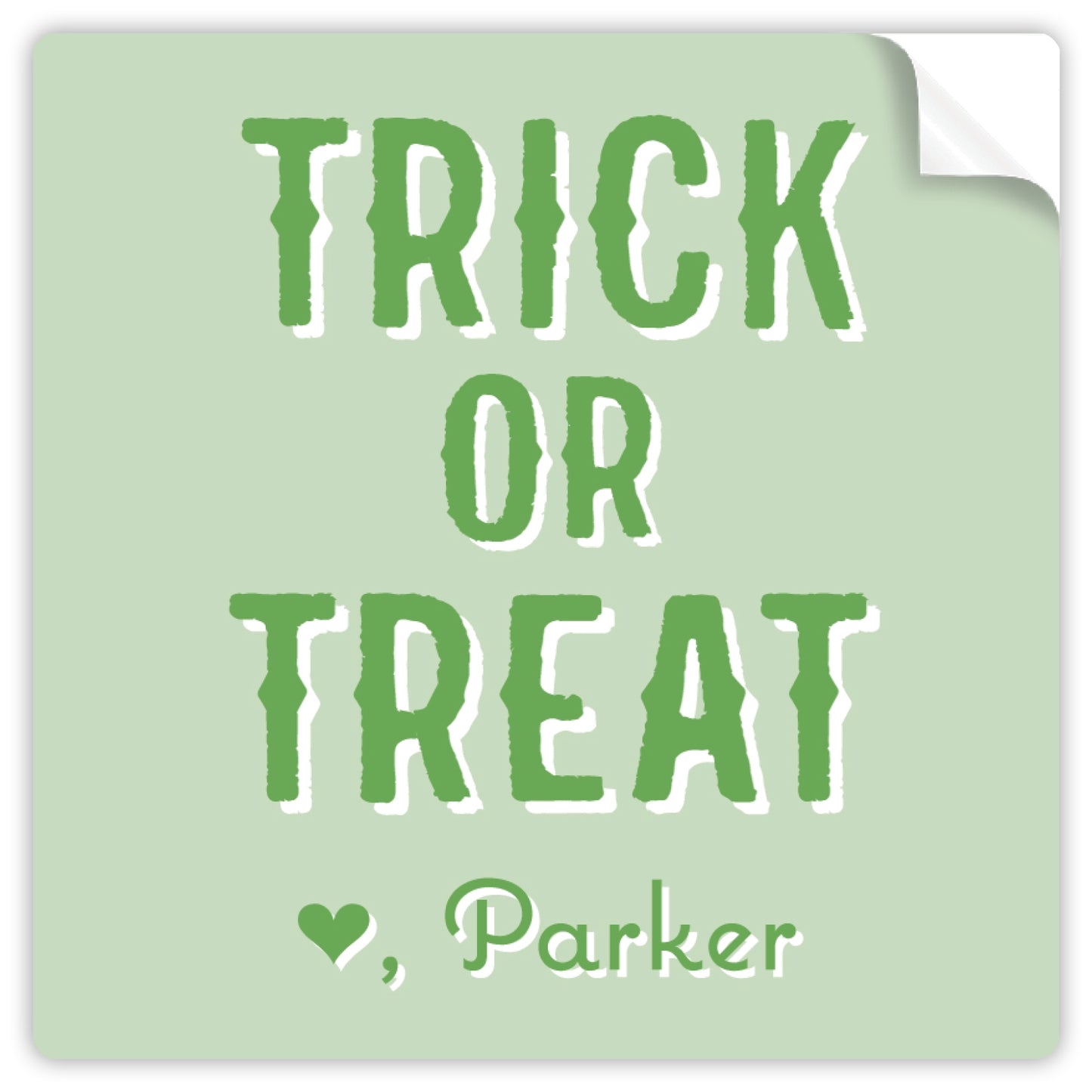 green trick or treat halloween sticker