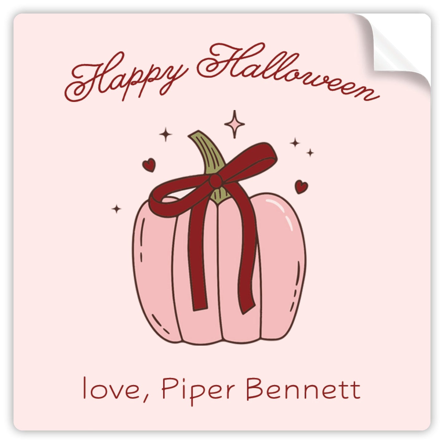 pink & maroon pumpkin halloween sticker