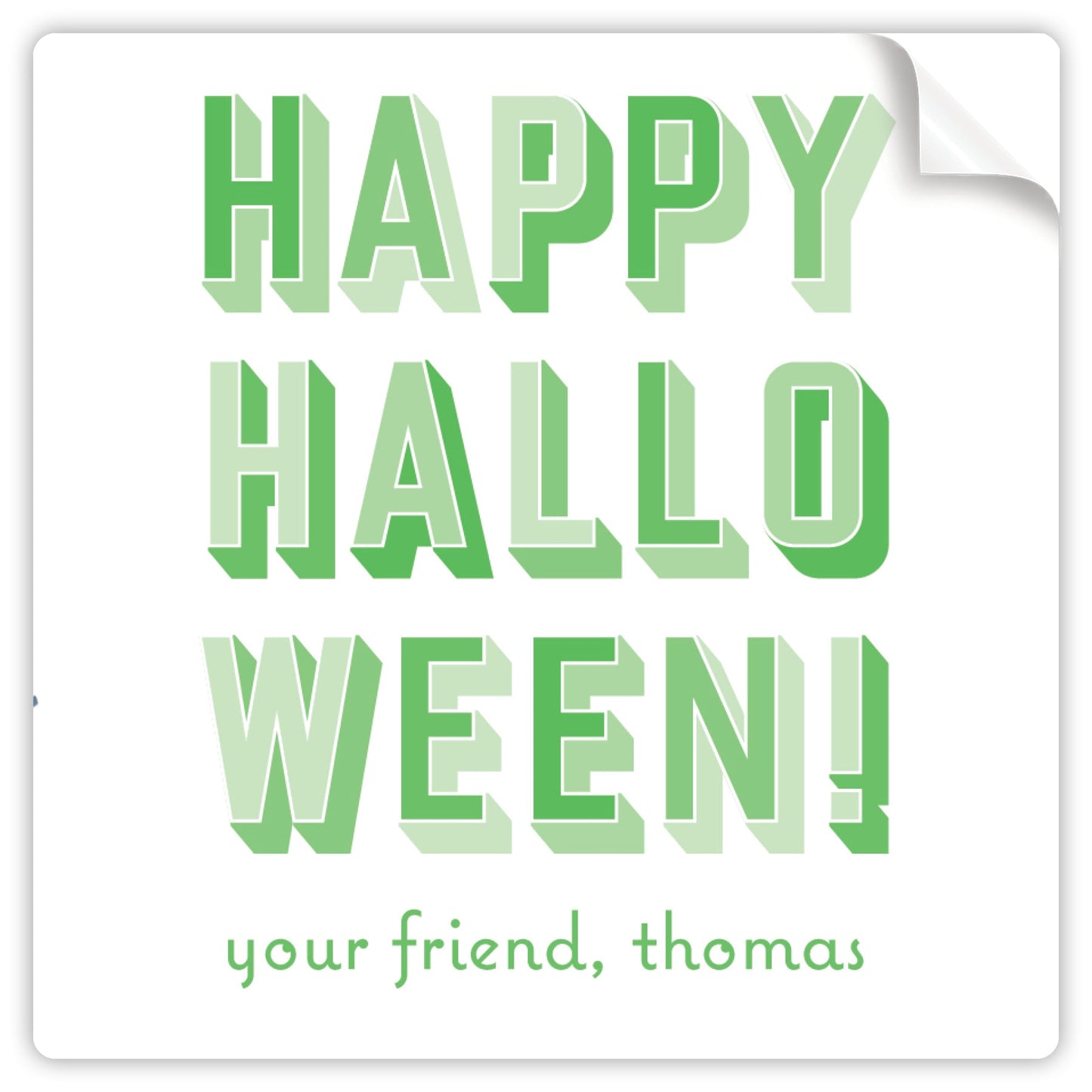 green shaded halloween sticker