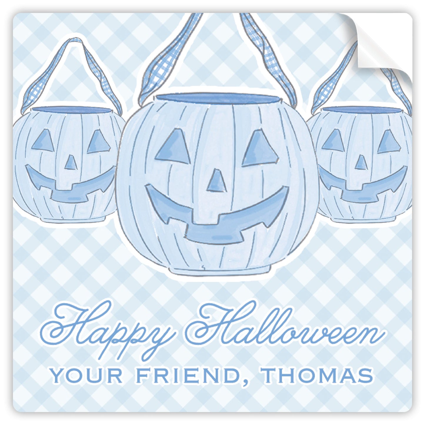 blue pumpkin pail trio halloween sticker