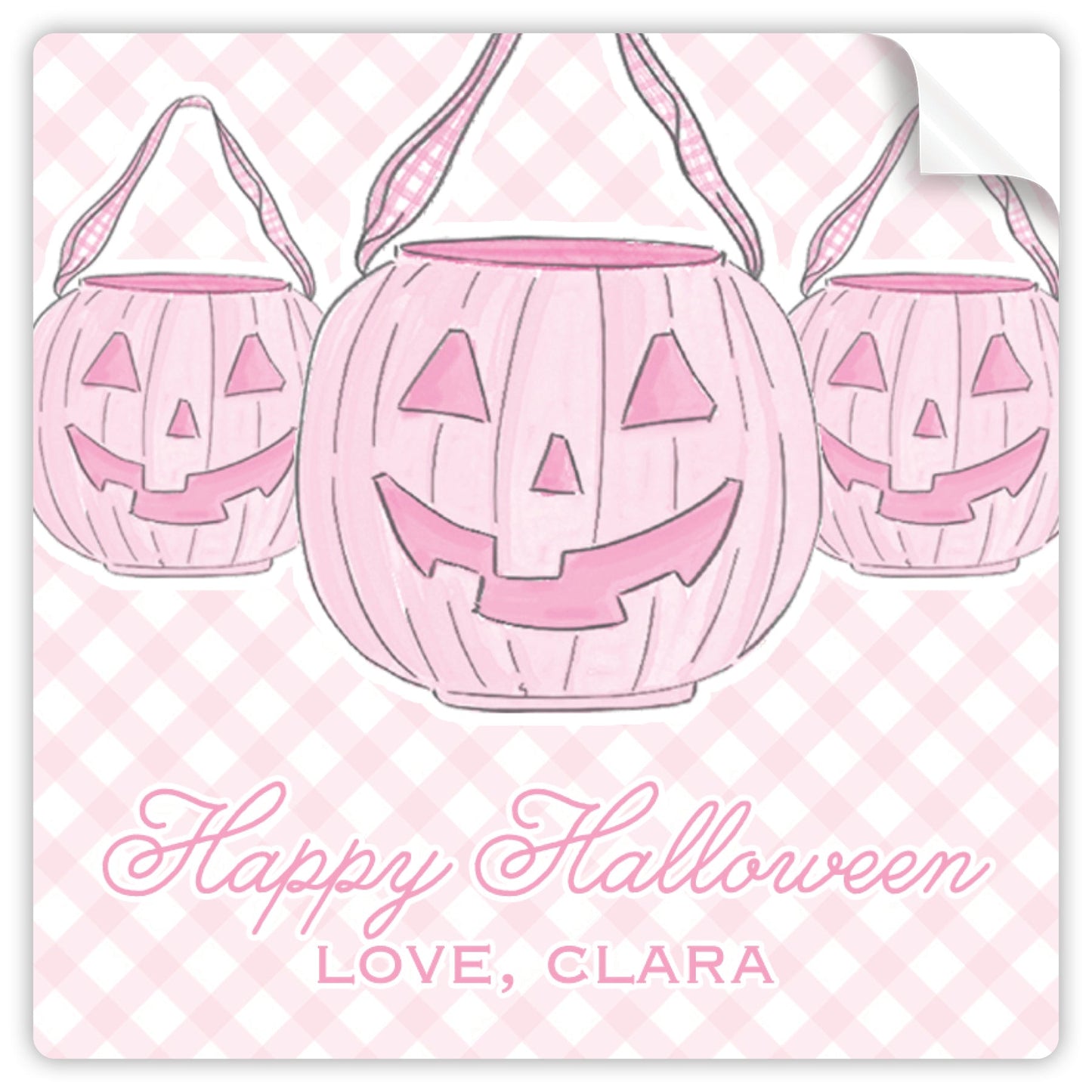 pink pumpkin pail trio halloween sticker