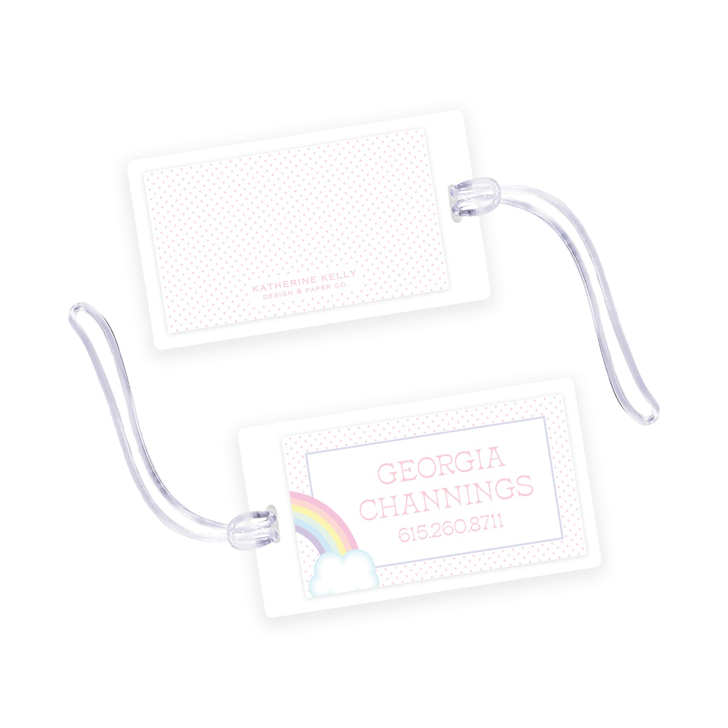 rainbow laminated bag tag