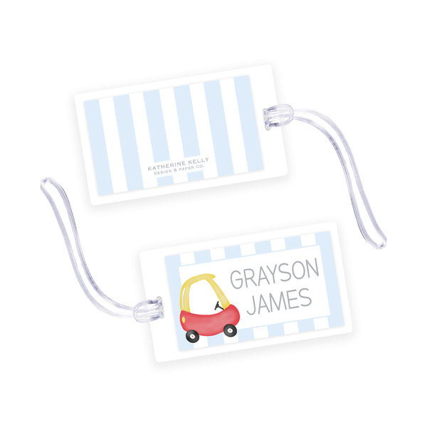 cozy coupe laminated bag tag