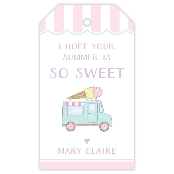ice cream truck pink gift tag