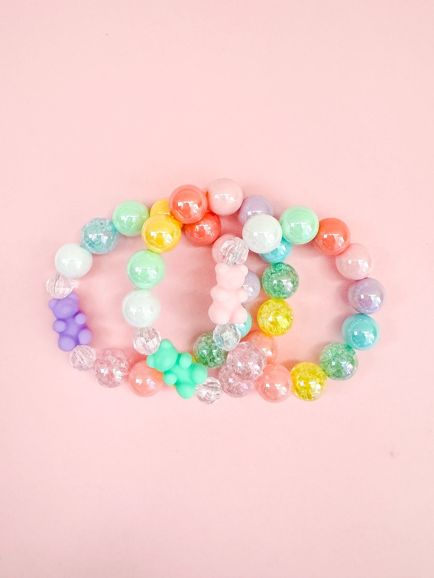 Beaded Rainbow Bear Bracelet, Personalized, Custom Name