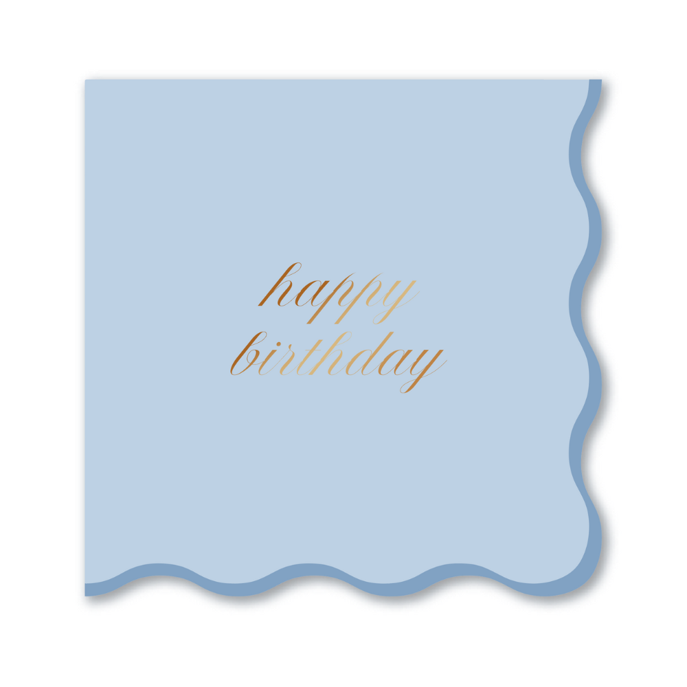 Happy Birthday Cocktail Napkins - Blue & Gold