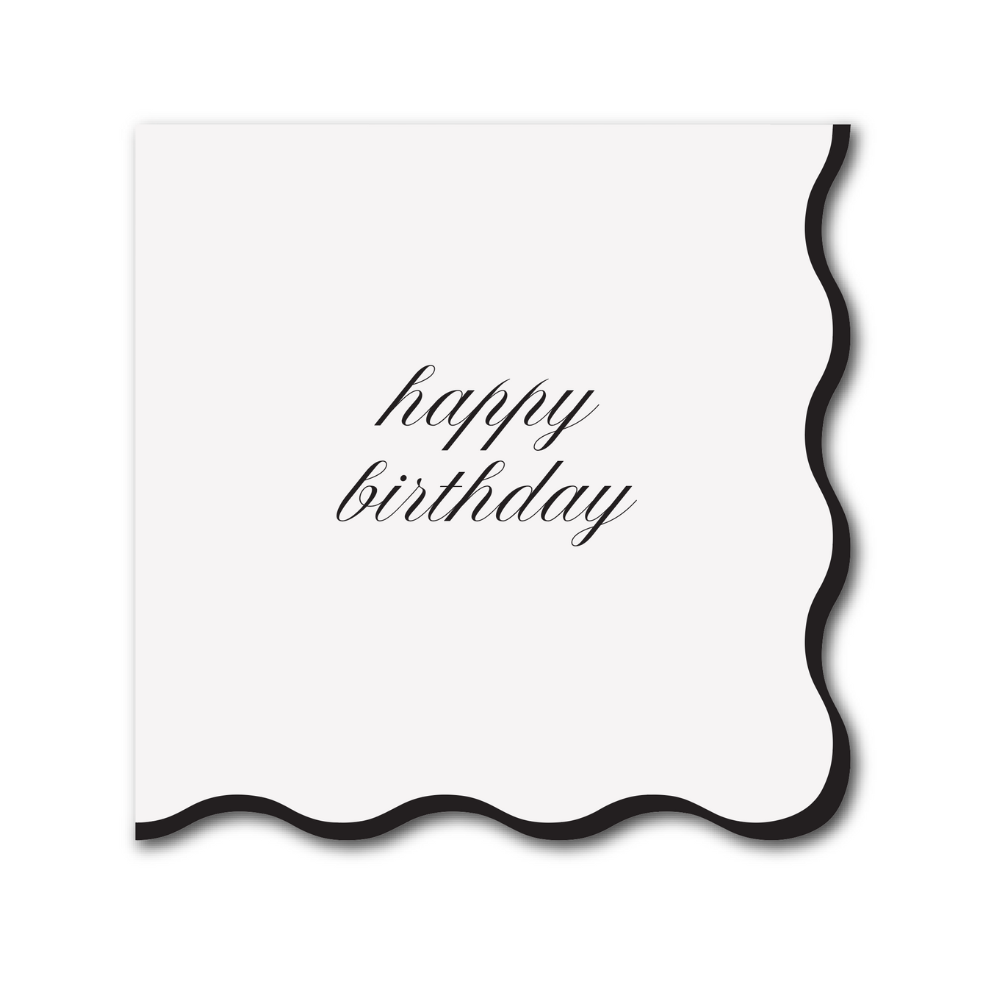 Happy Birthday Cocktail Napkins - Cream & Black