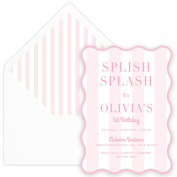 pink splish splash birthday invitation