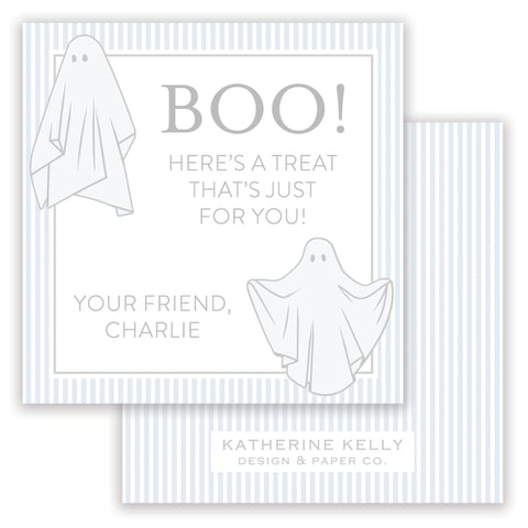 blue spooky ghost halloween card