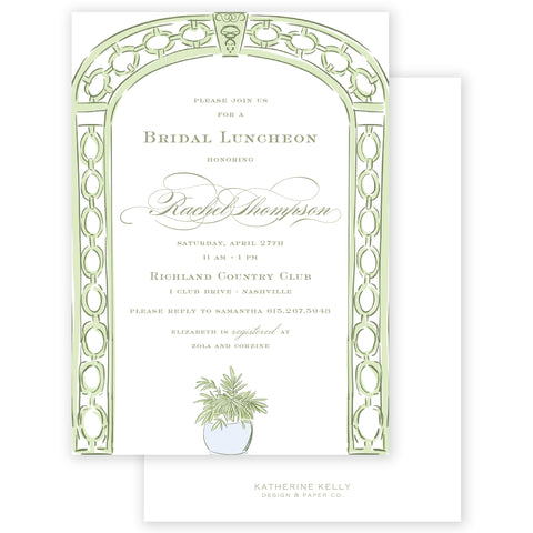 green trellis party invitation