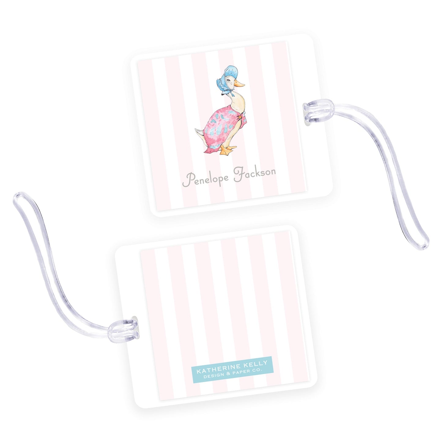 puddle duck square laminated bag tag