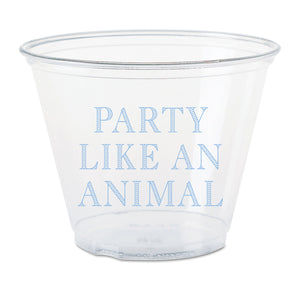 blue party animal plastic cups