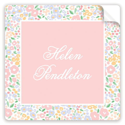 pink ditsy floral stickers