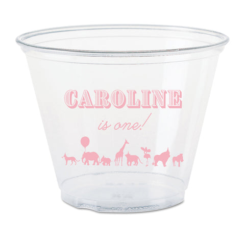pink custom party animal plastic cups