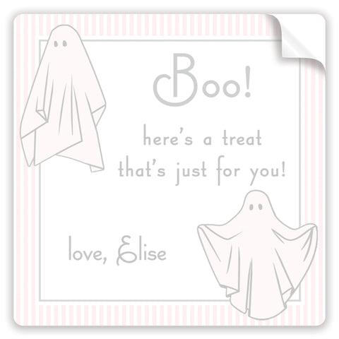 pink spooky ghost halloween stickers
