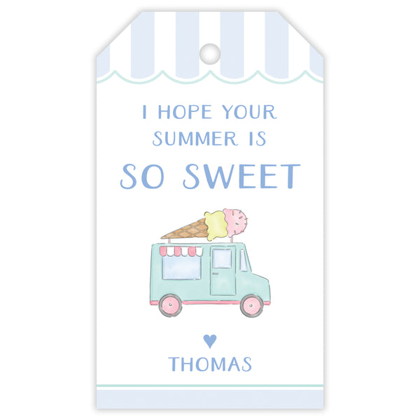 ice cream truck blue gift tag