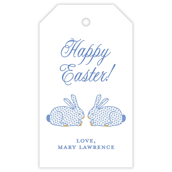 blue herend bunny easter tag