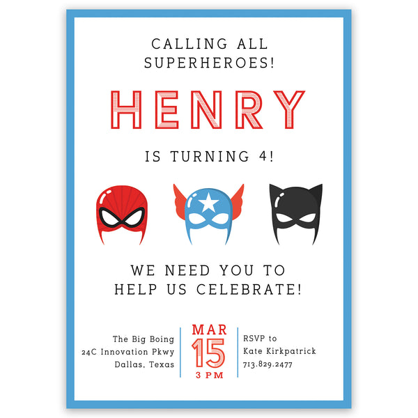 superhero birthday invitation