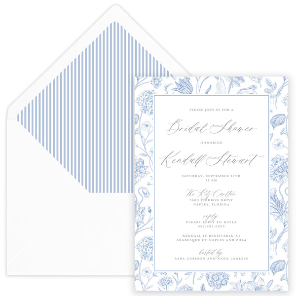 blue & white chinoiserie shower invitation