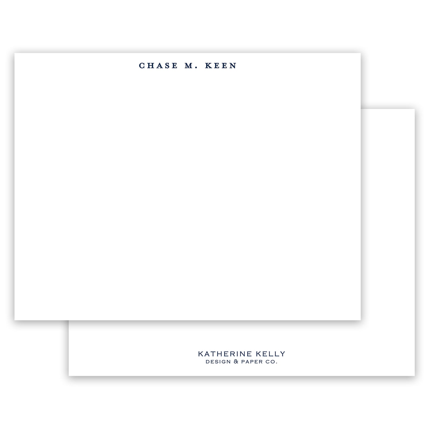 classic block navy notecard