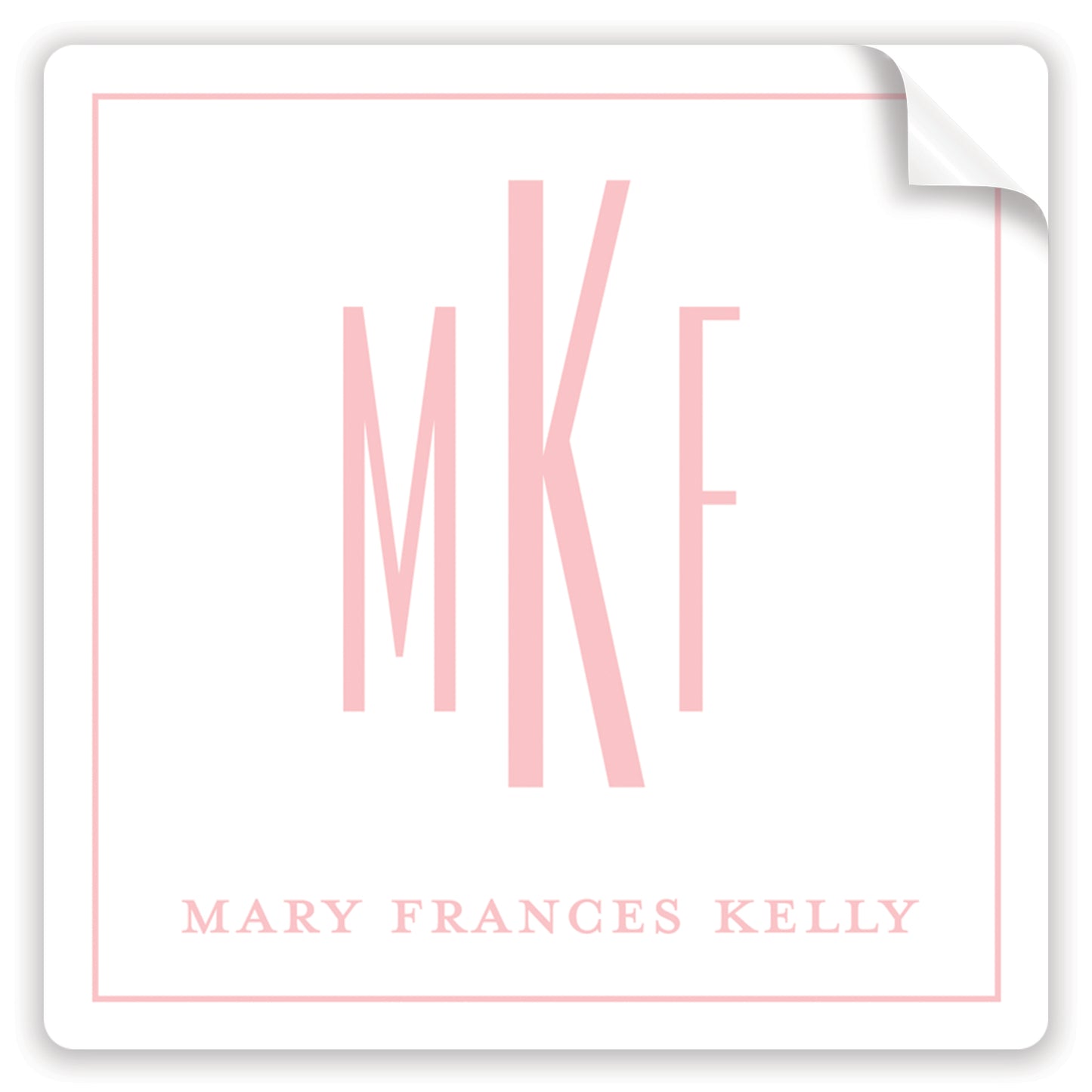 classic pink monogram stickers