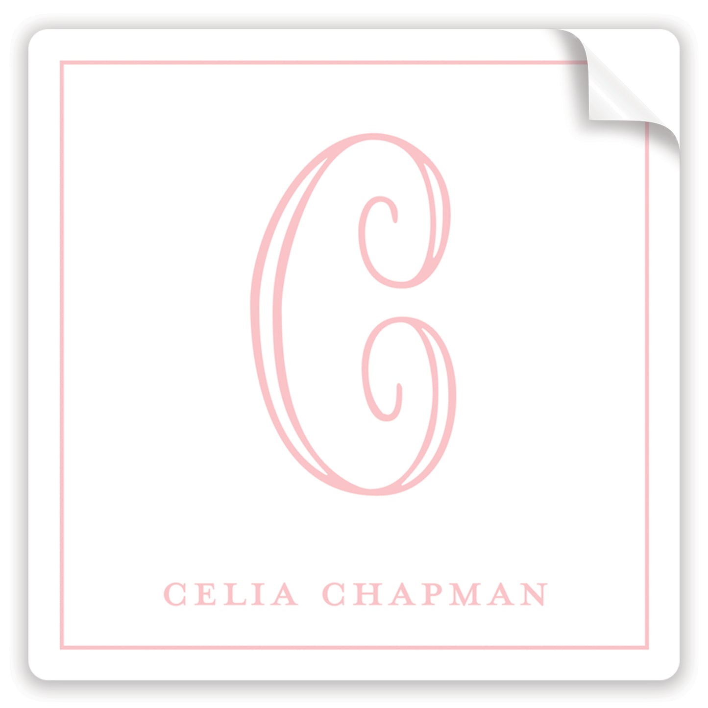 classic pink initial stickers