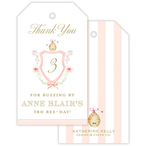 busy bee birthday party favor tag