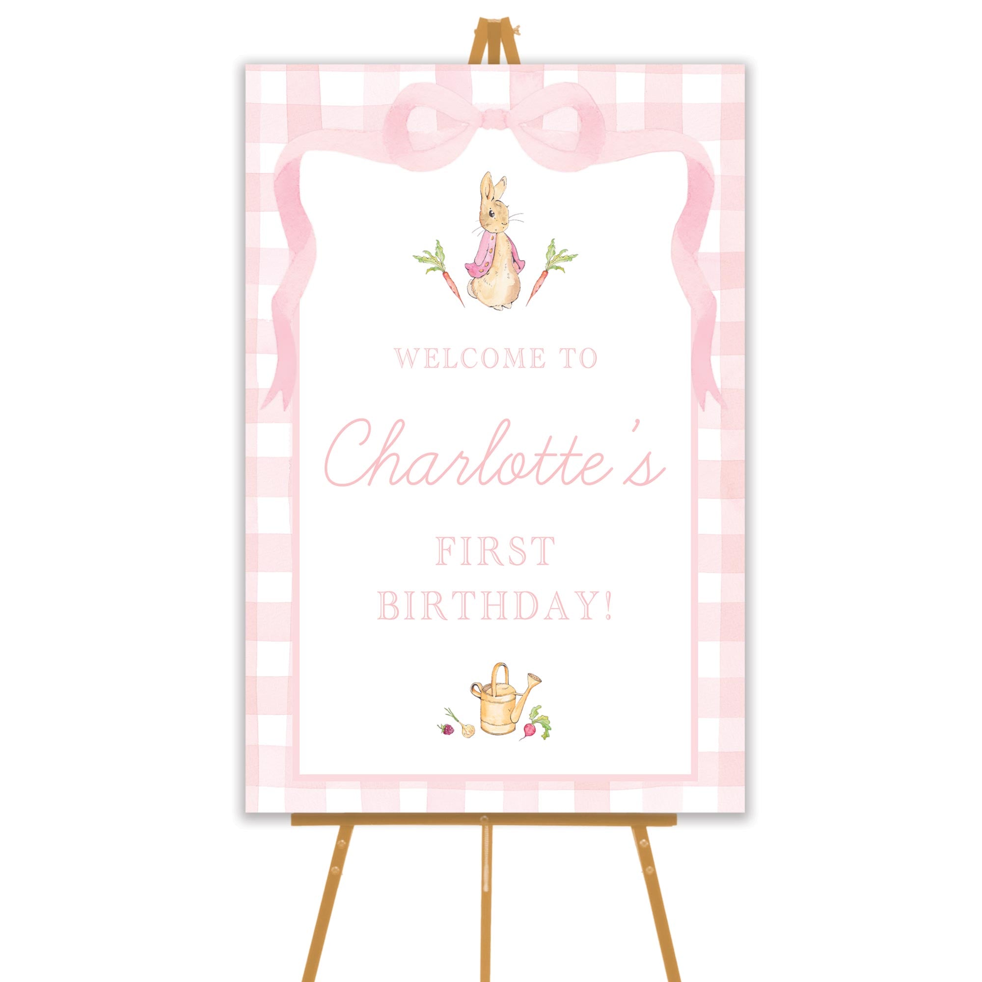 pink peter rabbit welcome sign
