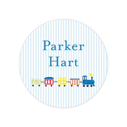 choo choo train round vinyl school labels