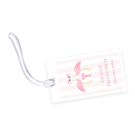 flamingo initial laminated bag tag