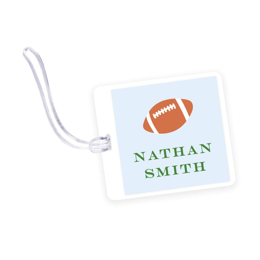 football square laminated bag tag