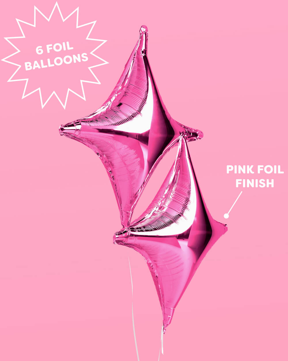 Pink Sparkle Balloon - 6 pc silver foil set