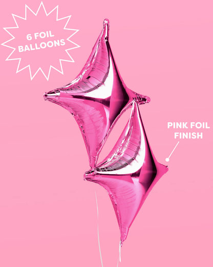 Pink Sparkle Balloon - 6 pc silver foil set
