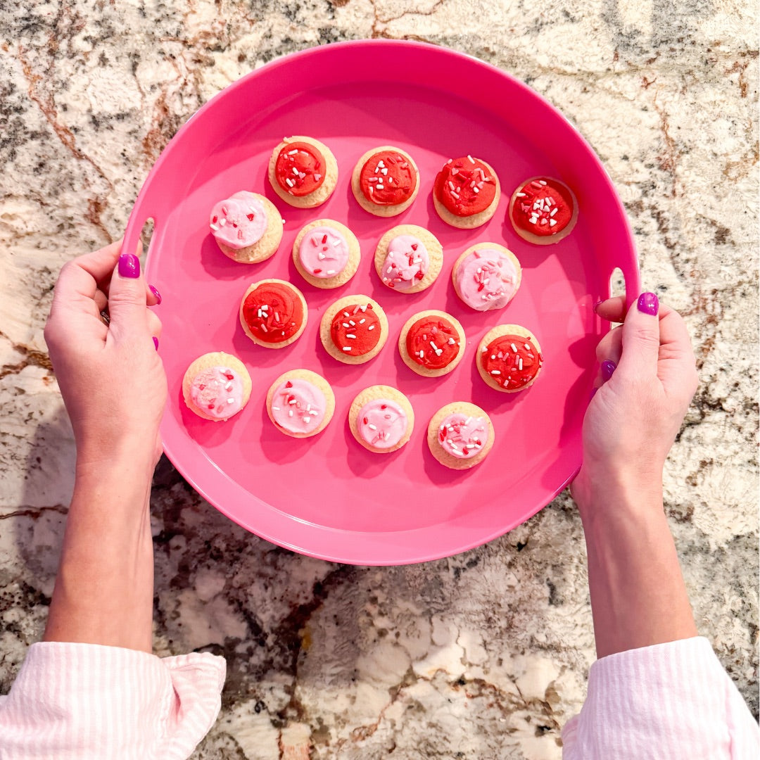 Hot Pink Party Serving Tray | Modern Decorative Melamine Tray with Handles