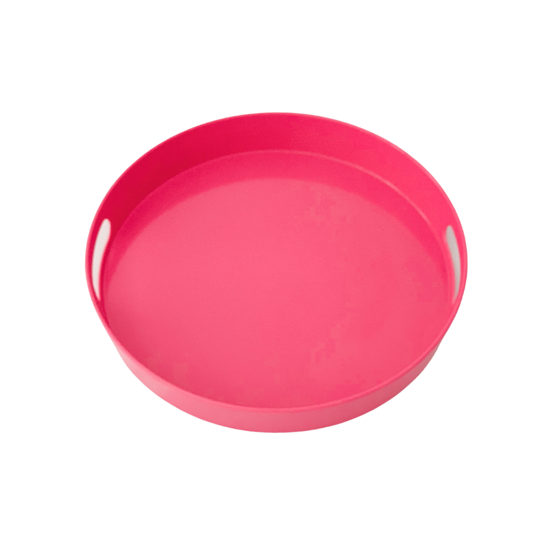 Hot Pink Party Serving Tray | Modern Decorative Melamine Tray with Handles