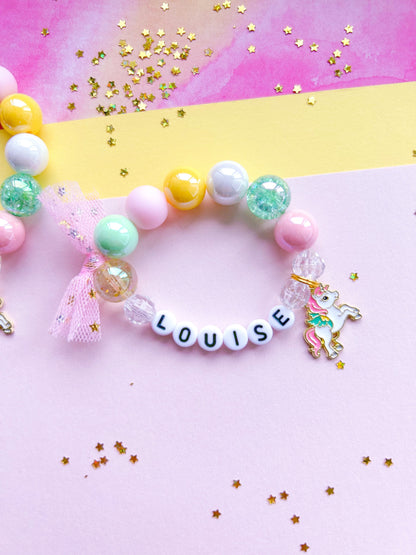 Enchanted Unicorn Charm Bracelet- Customizable