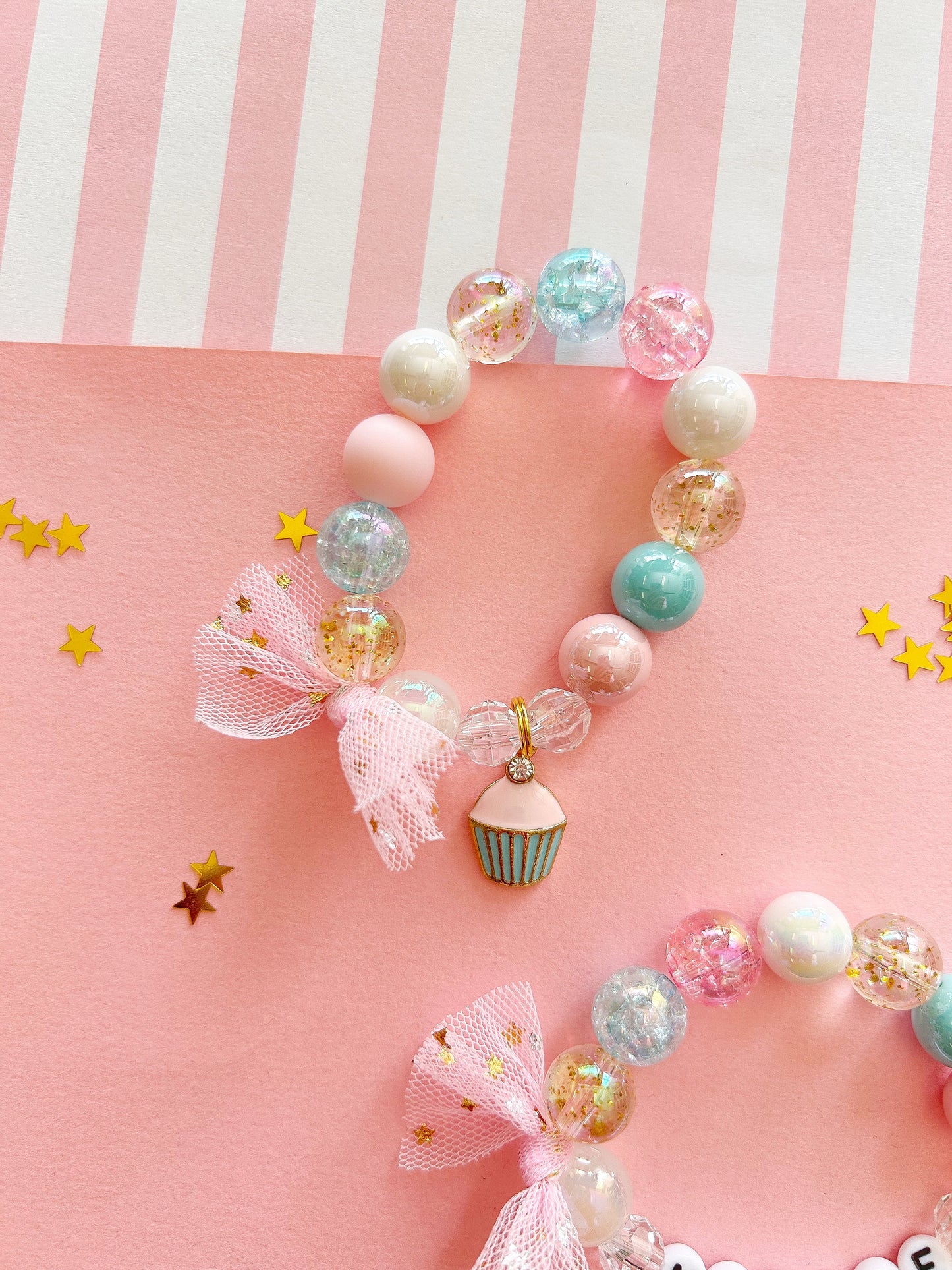 Birthday Girl Cupcake Charm Bracelet, Personalized, Custom Name