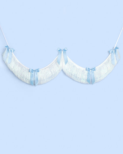 Something Blue Fringe - layered fringe + satin bows