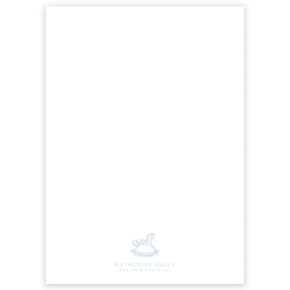 blue rocking horse baby shower invitation