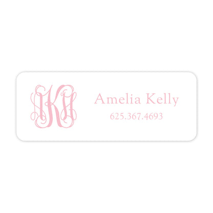 pink monogram vinyl school labels