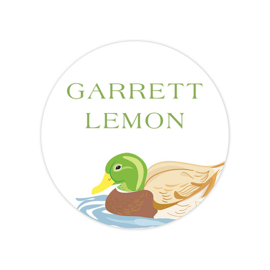 mallard scene round vinyl school labels