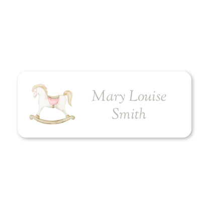 pink rocking horse vinyl school labels