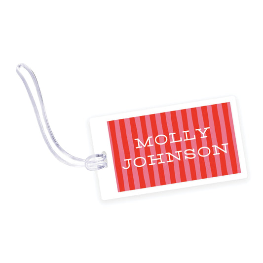 poppy stripes laminated bag tag